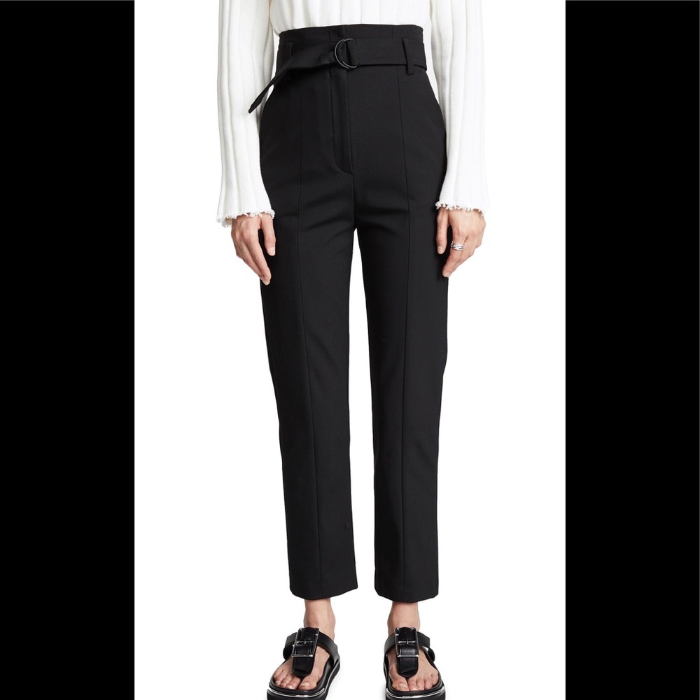 Rag & Bone Wallace Pants Black 6 Slacks High Waisted Paperbag Waist Belt…